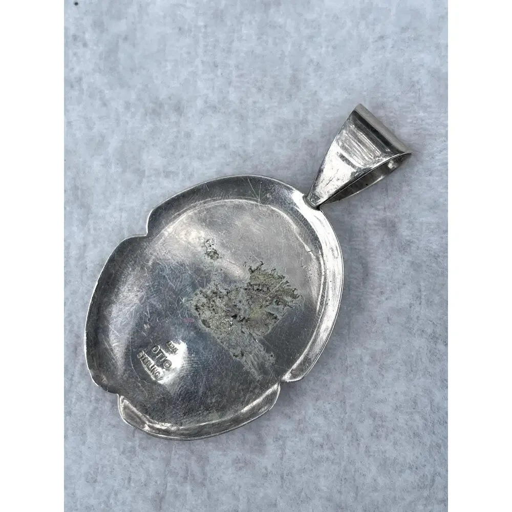 Vintage OTTO Signed Sterling Silver Cameo Pendant Large 2.7